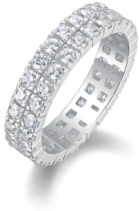 Whoiy Ring Gold Damen 950 Echtgold, Hochzeitsringe Platin Ewigkeit Damenringe mit Moissanite Größe 52 (16.6)