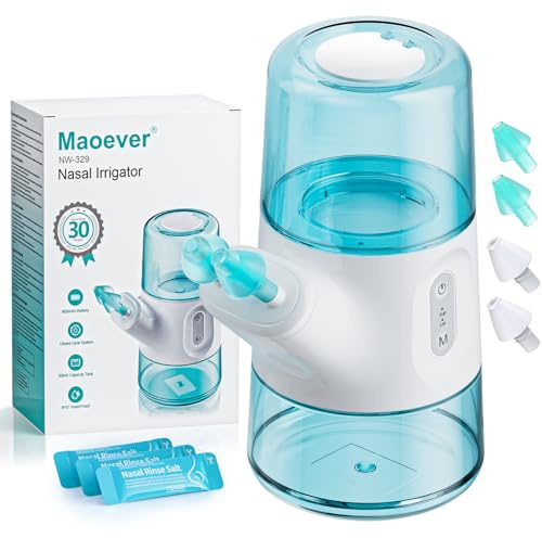Nasenspülsystem - Sinusspülmaschine mit Dual-Wassertank, automatischer Abfallsammlung & einstellbarem Wasserfluss - Nasenspüler für Allergielinderung, Verstopfung & Nebenhöhlenpflege(297ml)