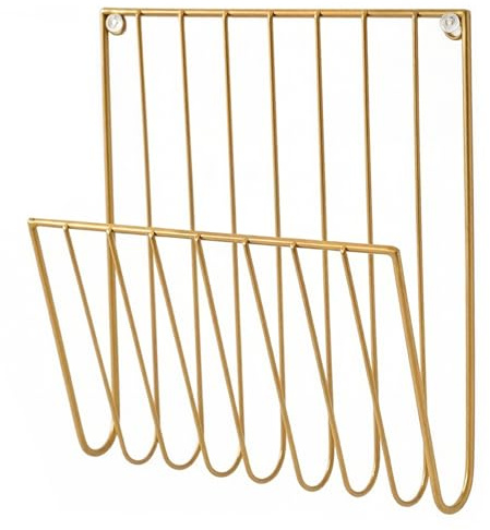 Otbushit Zeitschriftenständer, wandmontierter Stabiler Briefhalter aus Eisen für Zuhause – Gold, platzsparender Wandorganisator für Zeitschriften, Briefe, Zeitungen