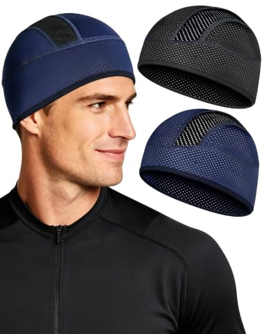 Becellen 2 Piezas Gorro Ciclismo, Verano Transpirable Bici Sotocasco Forro de Casco Elástico Gorros Deporte Unisex Skull Cap Gorra para Hombre Mujer