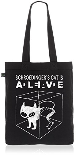 style3 Sheldon Schroedingers Katze Biobaumwolle Beutel Jutebeutel Tasche Tote Bag, Farbe:Schwarz