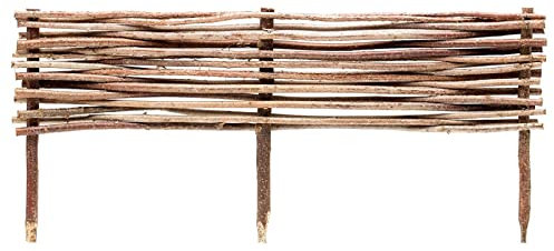 BooGardi Beeteinfassung Holz · in 3 Größen · 20 x 90 cm Haselnuss Beeteingrenzung · Steckzaun zur Beetumrandung · Garten Wegabtrennung