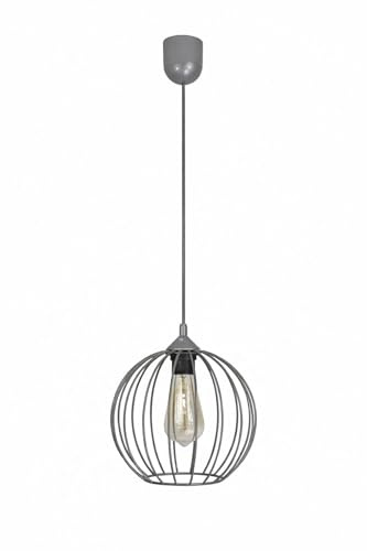 Hängeleuchte Hängelampe Pendelleuchte schöne Lampe Leuchte Modern Schwarz Grau Weiß Kugel E27 Loft 711-1-New (Kugel, Grau)