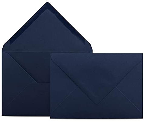 50 kuvert DIN C6 mörkblå – 11,4 x 16,2 cm – kuvert med 80 g/m² våtlimning, spetsig klaff – kuvert utan fönster – Colours-4-you