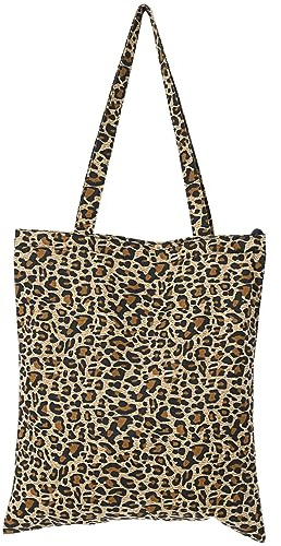TENDYCOCO Leoparden Segeltuchtasche Damen Schultertasche Groß 15.35 Zoll Lässige Einkaufstasche Für Alltag Schule Arbeit Freizeit Mit Modischem Leopardenmuster