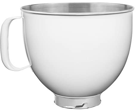 KitchenAid Ciotola in acciaio inox da 5 litri per tutti i mixer con testa inclinabile da 4,5-5 litri, KSM5SSBWH, bianco