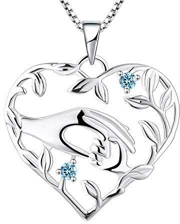 YL Mama Kette 925 Sterling Silber 12 Geburtsstein Zirkonia Mutter halten Kinderhand Anhänger Halskette Geschenke für Mama