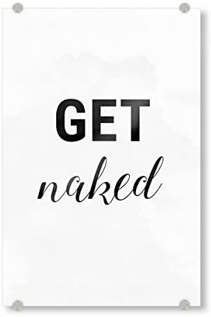 artboxONE Acrylglasbild 150x100 cm Typografie GET Naked Bild hinter Acrylglas - Bild nackt Badezimmer nackt