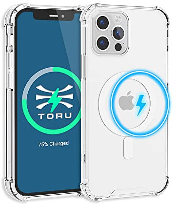 TORU MX SLIM for iPhone 12 / iPhone 12 Pro Magnetic Case, Compatible with Magsafe, Hybrid Transparent HD Clear Case with Detachable Wrist Strap, Scratch Resistant, Air Bumper Shock-Absorbing Corners