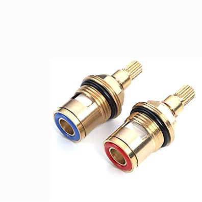 Tiardey 2Pcs Mixer Tap Cartridge 20 Gears Tap Valves Replacement Brass Disc Tap Hot and Cold Faucet Valve Ceramic Tap Cartridge Replacement for Bathroom Kitchen Tap