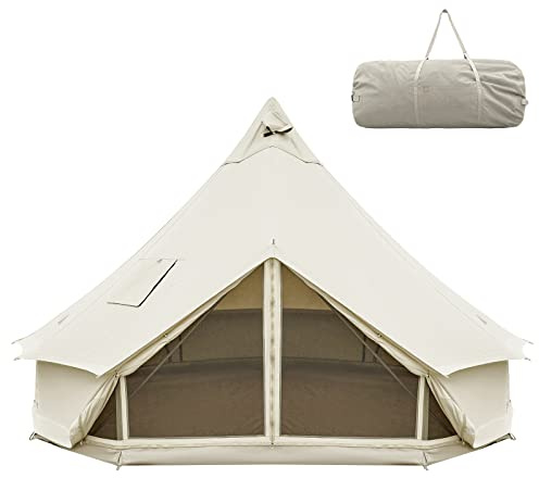 KingCamp Khan Camping Glockenzelt 5m Oversize Raum alle Baumwolle Heavy Duty wasserdicht Luxus Outdoor Pyramidenzelt/für 4-8 Person Familie Outdoor in Allen Jahreszeiten Baumwolle Campingzelt