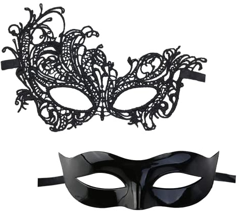BOZILY Masquerade Ball Masks - Couple Lace Masks for Mardi Gras, Venetian Party & Halloween