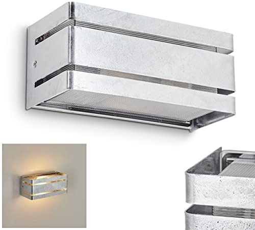 HOFSTEIN Außenwandleuchte Chavelhas, Außenwandlampe aus Metall in Zinkfarben, moderne Wandleuchte außen mit tollem Up&Down-Lichteffekt, E27, IP54, Hof, Terrasse, Haustüre