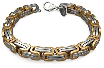 Fly Style Byzantiner Königskette Gold+Silber Edelstahl - Königsarmband Armband Herren 18 Karat teil-vergoldete Kette