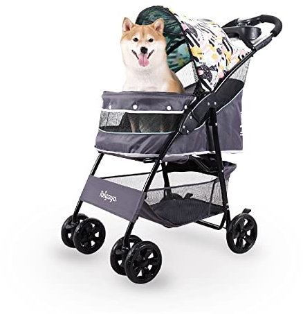 ibiyaya - Cloud 9 Haustier-Kinderwagen für kleine Hunde, mittelgroße Hunde, Katzen - Leichter Hundebuggy mit einstufigem klappbarem Design und verstellbarem Griff - bis zu 22 kg - Minzgrün