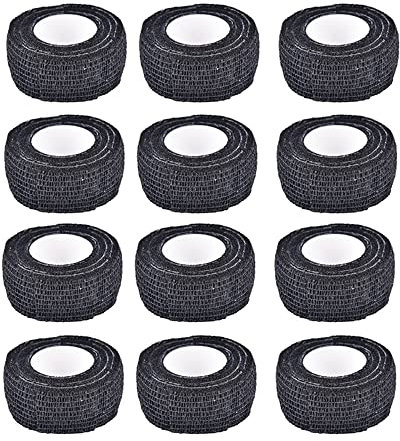 ACSUZ 12 Brötchen Von Haustierbandagen Selbstklebender Elastischer Verband Nicht Gewebtes Stoff Weites Ellbogen Bindungsschutzband,Schwarz