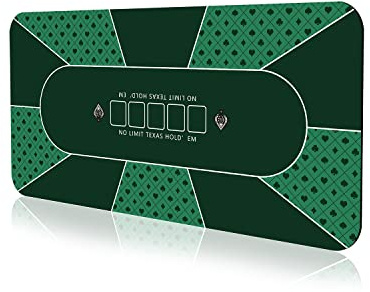 Pokermatta 120×60cm, 6 spelare Texas Hold'em Poker Rubber Mat Poker Topper för bord, fällbar bärbar pokerbordslayout med bärväska för pokerspel, blackjack, kasino (120x60cm-Grön)
