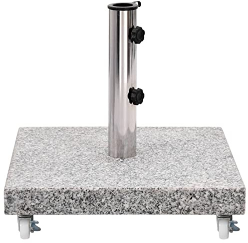 Tidyard Sonnenschirmständer 4 Rollen Schirmständer Sonnenschirm Schirm Ständer Schirmhalter Granitständer Granit 30 kg Quadrat Grau