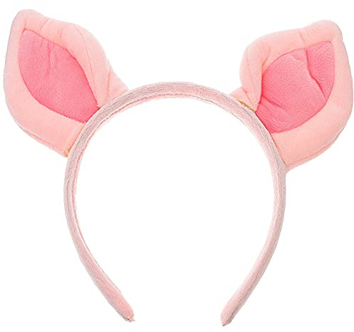 minkissy Schweineohr-Kopfschmuck, Halloween, Tier, Cosplay, Kopfbedeckung, Plüschtier, Stirnband für Frauen, Mädchen, Waschgesicht, Rosa