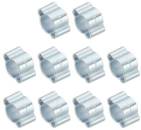 PATIKIL 30 Stück Doppelohr Schlauchschellen, Einstellbare 2-Ohr Schlauchschellen Ø 5-7mm, Verzinkter Zweiohrschellen, Schlauch Klemmplatten für Fule Benzin, Rohr, Schlauch