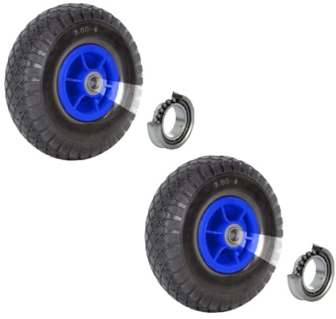2x TRUTZHOLM Sackkarrenrad 260x85 mm 3.00-4 Nabenlänge 60 mm Bollerwagenrad, Luftrad, Ersatzrad, versetzt, 4-lagiges Gewebe 4PR (Blau)