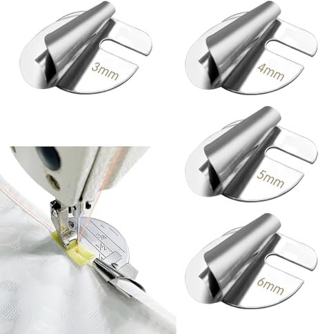 4 Stück 3-6mm Nähfuß Sewing Rolled Hammer Foot Spiralk Rollsaumfuß Metall Saumfuß Universal Rollsaum Nähfuß Nähfüße für Nähmaschine zum Säumen für den Privaten und Gewerblichen Gebrauch