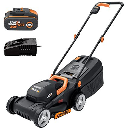 WORX Tondeuse à Gazon sans Fil 18 V (20 V Max) WG730E.1, Moteur sans Balais, Largeur de Coupe de 30 cm, Coupe Jusqu'au Bord, 3 Hauteurs de Coupe Réglables, Pelouses jusqu'à 250 ㎡, PowerShare