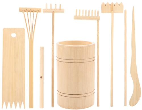 FUNOMOCYA Miniatur Zen Garten Rechen Satz Sandtischrechen Werkzeug Für Meditation Büro Heimdekoration Gartendekoration Accessoires Für Sandspiel Und Spirituelle Ruhe
