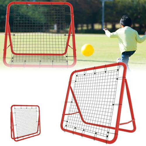 ORHEYA Rebote de fútbol multifunción – Red de rebote plegable, puerta de fútbol ajustable, ajustable en 5 niveles, 100 x 100 x 65 cm, para ejercicios de entrenamiento y técnica de pelota