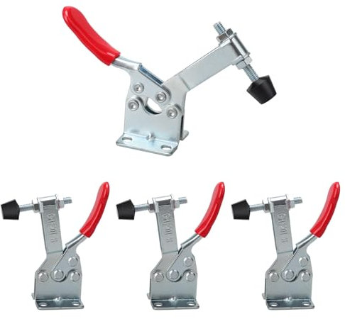 Schnellspanner GH-201-B, 4er-Pack Horizontal-Kniehebelspanner, 90kg Tragkraft Schnellspanner für Holzbearbeitung, Schweißen, Maschinen, Handgefertigte Produkte