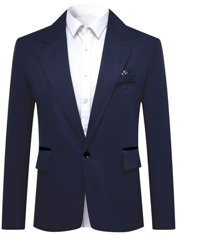 YOUTHUP Casual Sports blazer för män, lättvikt, normal passform, 1 knapp, affärskostym, jacka, marinblå, M