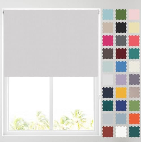 Barnes Blinds - Blackout Roller Blinds for Windows, Custom Cut to Size - Black Out Thermal Fabric Durable Fittings Easy Fit - Roller Blind (Light Grey 183cm)