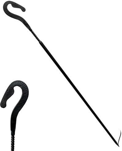 Hand Forged Horse Head Fire Poker 32 Inch Heavy Duty Metal Fire Stick for Fire Pit, Handmade Twisted Design Fireplace Poker for Campfire Wood Stove Firewood Log Coals Outdoor Indoor Fireplace Tools