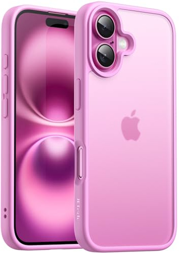 JETech Matte Hülle für iPhone 16, Rosa | Robuster Schutz, Matte Rückseite, Anti-Fingerabdruck, Stoßfestes Design
