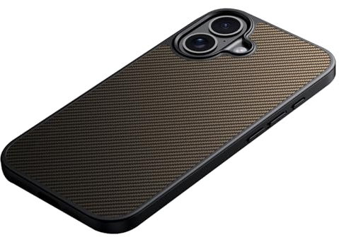 LUOTILAG Magnetica Cover per iPhone 16 PRO Max/ 16Plus/ 16Pro/ 16, Fibra di Carbonio Antiurto Sottile Copertura Protezione Dell'obiettivo,Ottone,16 Plus