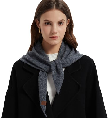 ACUSHLA 100% Merino Wool Triangle Scarf for Women Knitted Fashion Neckerchief Lightweight Soft Warm Neck Warmer