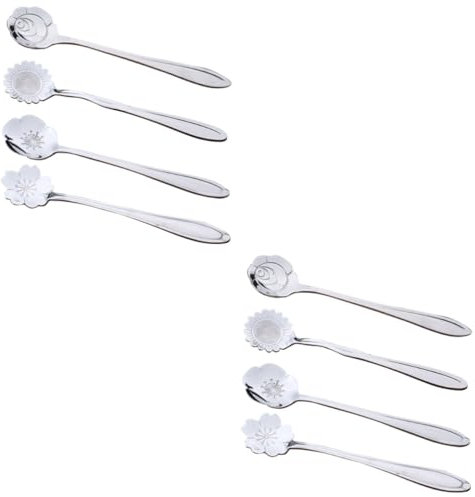 OKUMEYR 8piezas Cuchara De Café De Acero Inoxidable Diseño Floral Para Café y Postres Para Restaurantes y Uso Doméstico