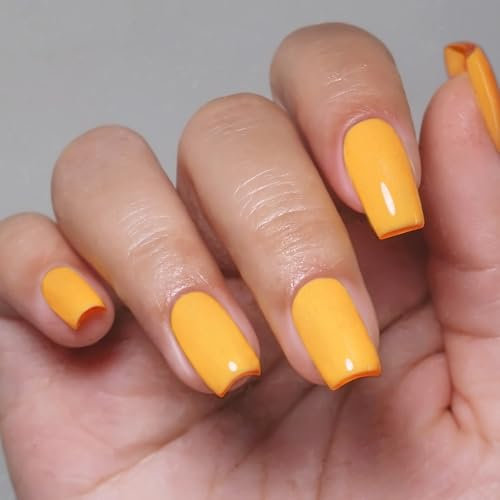 Imtiti Orange Gel Nail Polish, Orange Yellow Gel Polish High Gloss Soak Off UV LED Spring Summer Art Manicure Salon DIY Design 10ml