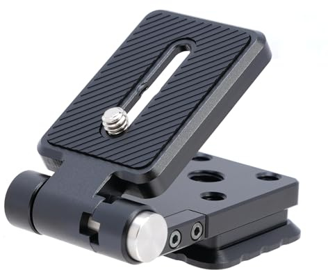 FOTGA Faltbare L-förmige Schnellwechselplatte, Universal Vertikal/Horizontal Aufnahme Kamera L Halterung, 90° Verstellbare Aluminium-Stativplatte mit Arca & 1/4 3/8 Gewinde (110 g, 3 kg Traglast)
