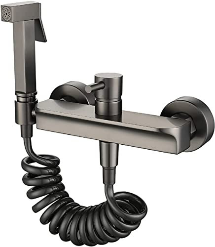 Pulvérisateur de bidet à main pour toilettes, kit de pulvérisateur de couches en tissu gris, ensemble de pulvérisateur de bidet mural en laiton, kit de pulvérisateur de bidet de toilette à poignée