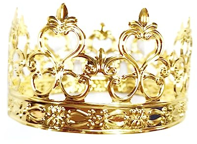 VICASKY Corona para niños, decoración de tartas hueca con estampado para fiesta de cumpleaños, color dorado brillante, accesorio de decoración de tartas ideal para cumpleaños infantiles