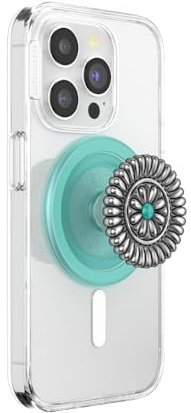 PopSockets Phone Grip for MagSafe, Magnetic Holder, Phone Stand, Boho - Enamel Stamped | Detachable Kindle Android iPhone Magnet Metal Enamel Top Western Boho Aesthetic