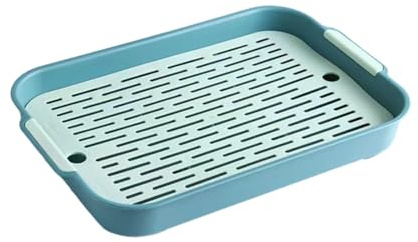 BYYLECL Scolapiatti con vassoio antigoccia, tappetino scolapiatti riutilizzabile, in plastica, per soggiorno, cucina, verde genziana
