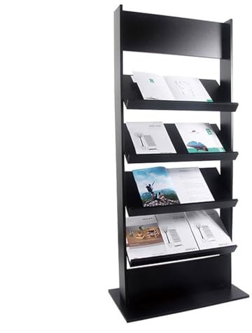 Zeitschriftenständer Bodenstehender Zeitungsständer, Informationsständer, vertikaler Broschüren-, Zeitungs- und Zeitschriftenständer, 4 Etagen, klassischer Zeitungsständer aus Holz Broschürenständer(S