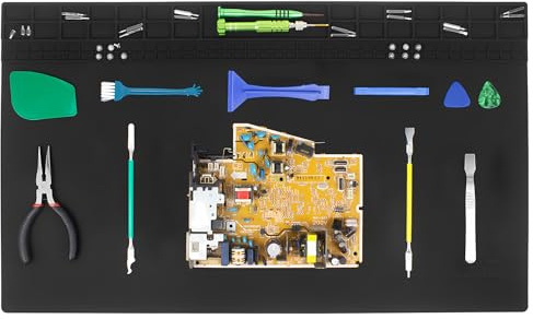 60cm x 35cm Grand Tapis de soudure Tapis de réparation en silicone Résistant aux hautes températures pour téléphone tablette ordinateur électronique réparation (Noir)