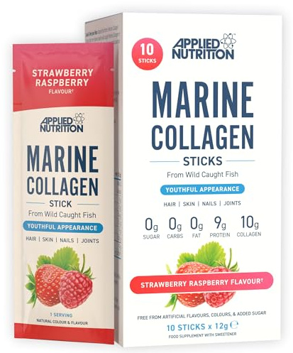 Applied Nutrition Marine Collagen Sticks (10x12g) Strawberry Raspberry - Proteiner - Kollagen