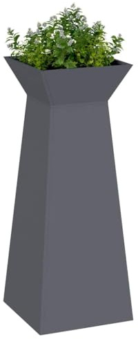 vidaXL Säulen Pflanzer Anthrazit 40 x 40 x 100 cm, Schicker Garten- und Terrassenpflanzer, moderner Metallpflanzdisplay, strapazierfähige Deko für Außen und mehr