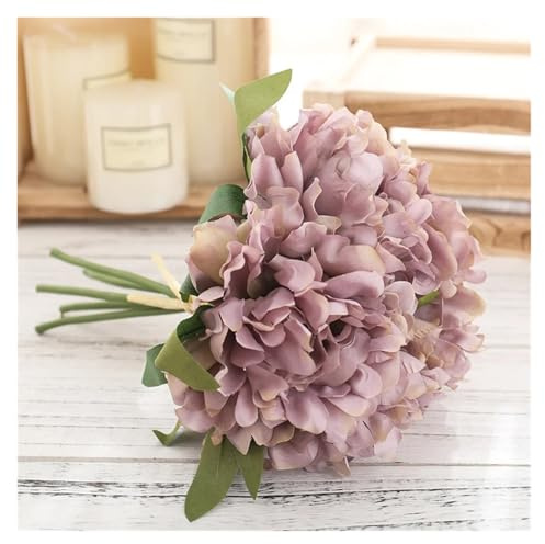 IZHAOGJING Fiori Finti, Ortensie Finte Realistiche 15 fiori artificiali, grandi ortensie, peonie bianche, bouquet da sposa, decorazione for casa, matrimonio, soggiorno, fiori finti(B)