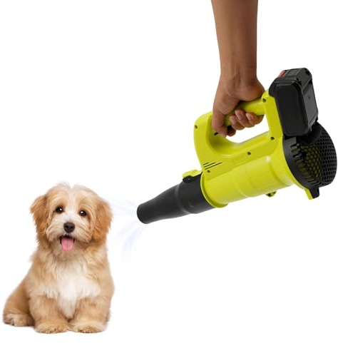 QUIOTUIR Cordless Leaf Blower and Vacuum 450W 28000r/min with two Air Ducts and Battery Garden Vacuum Cordless for Cleaning Garages, Patios, Pavements, Porches, Cars, Balconies, Decks
