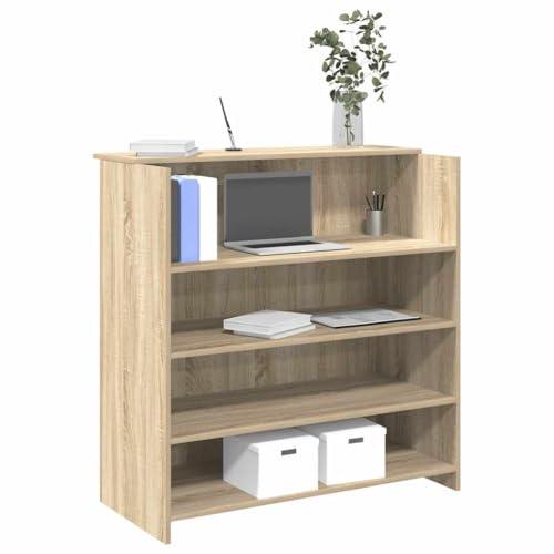 Festnight Mostrador de Recepción, Mueble Recepción Roble Sonoma, Mostrador de Tienda, Mostrador de Venta, Mueble de Recepción de Oficina, 100 x 50 x 103.5 cm